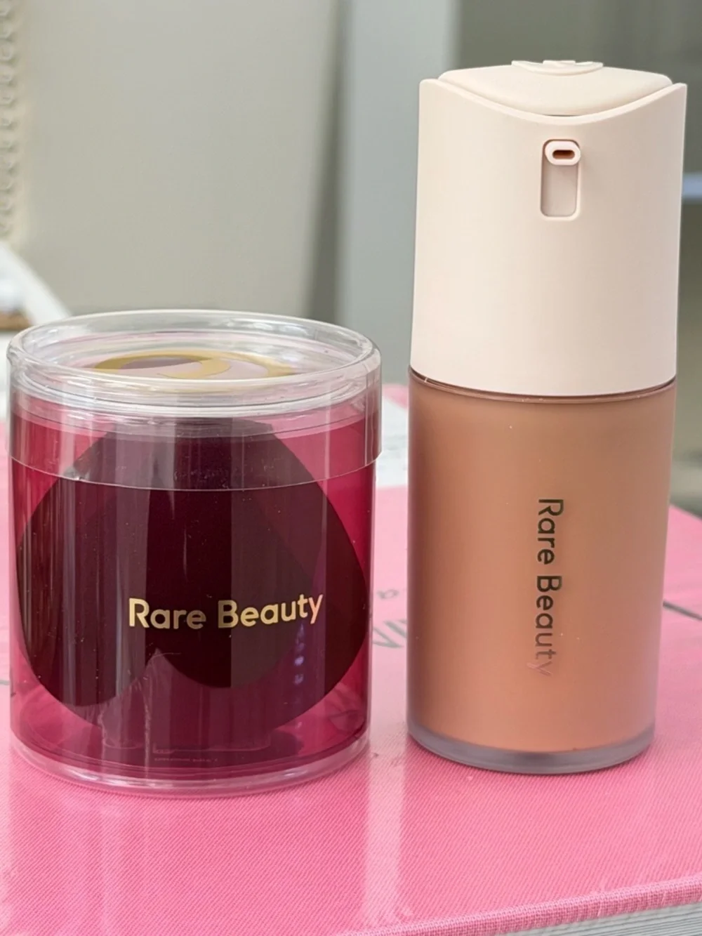 New Rare Beauty True to Myself Foundation and makeup sponge shade 22